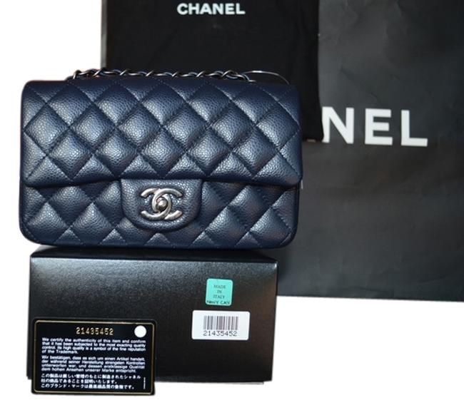 Chanel Classic Mini Navy Caviar Cross Body Bag 