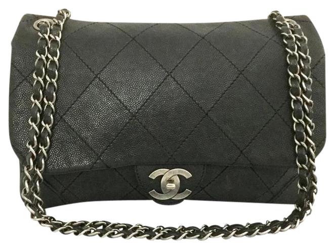 Chanel Shoulder Classic Single Flap Black Caviar Cross Body Bag 