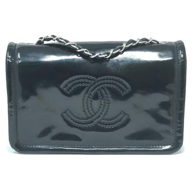 Chanel Clutch Black Patent Leather Cross Body Bag 