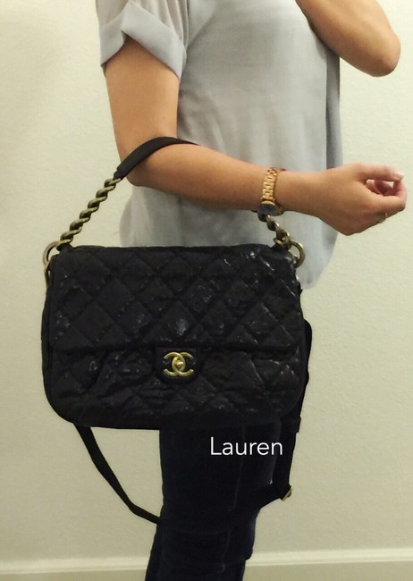 Chanel Coco Pleats Black Glazed Calf Cross Body Bag 