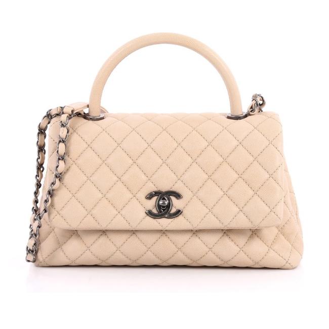 Chanel Top Handle Coco Quilted Description Nude Caviar Cross Body Bag 