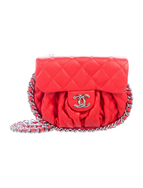 Chanel Coral Lambskin Leather Cross Body Bag 
