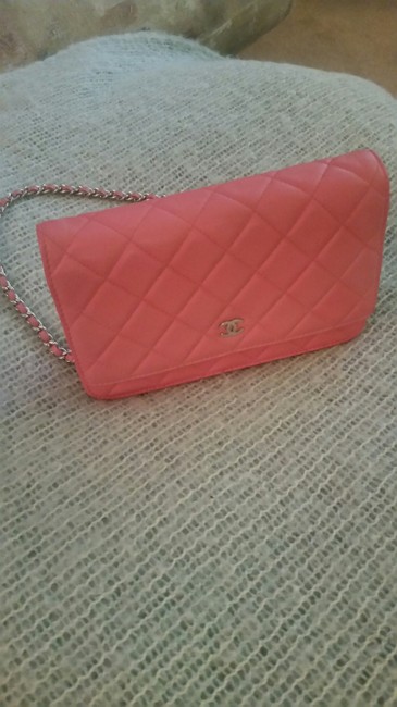 Chanel Mini Coral Pink Lambskin Leather Cross Body Bag 