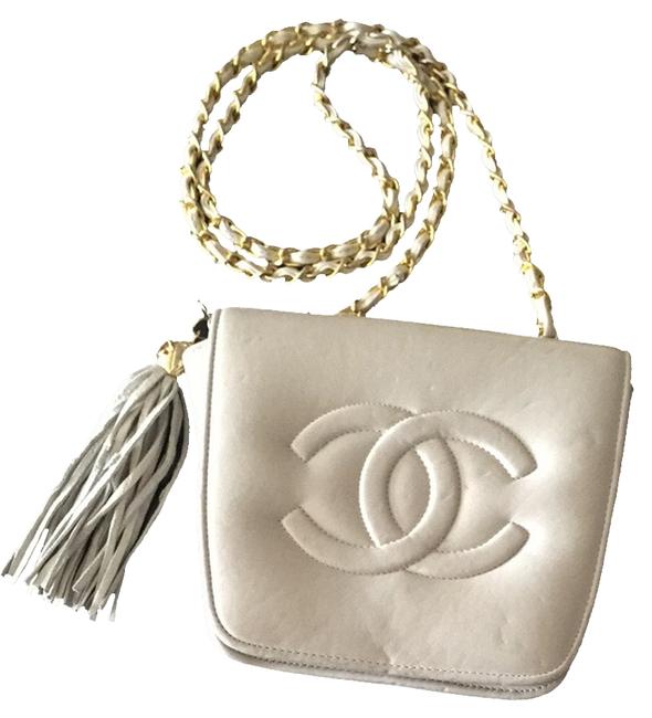 Chanel Cream Lambskin Cross Body Bag 