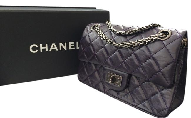 Chanel Dark Purple Aged Leather Cross Body Bag 