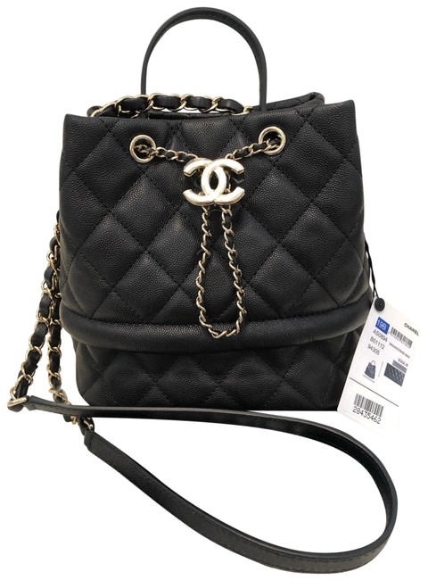 Chanel Drawstring 19b Black Caviar Cross Body Bag 