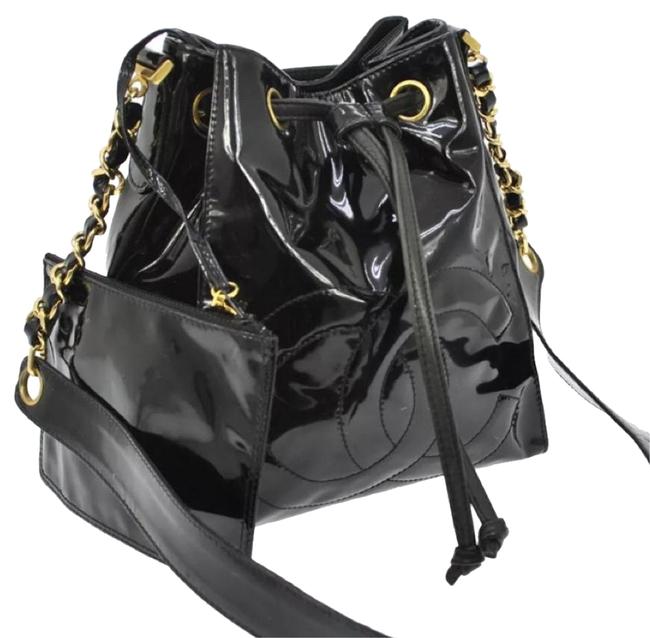 Chanel Drawstring Logo Patent Leather Cross Body Bag 