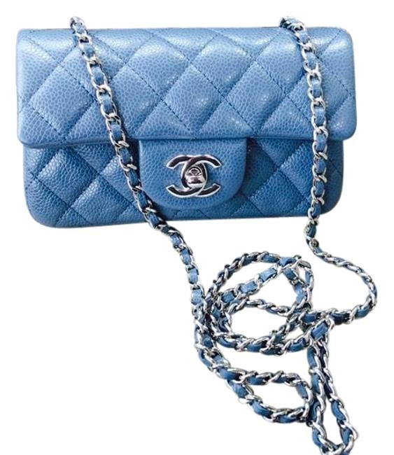 Chanel Extra Mini In Shw Blue Caviar Leather Cross Body Bag 