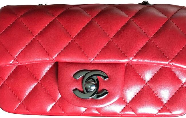 Chanel Extra Mini Red Lambskin Cross Body Bag 