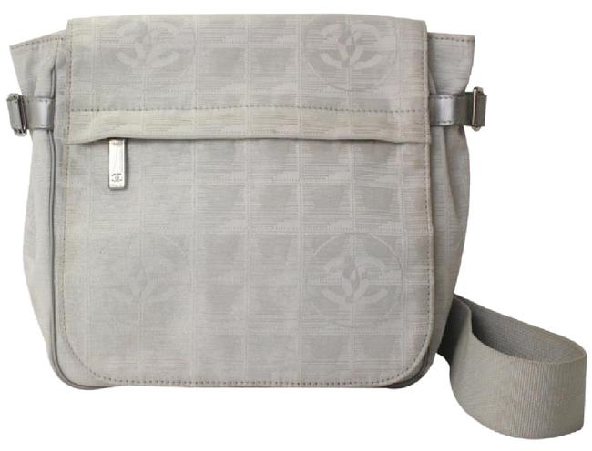 Chanel Fabric Cc Silver Cross Body Bag 