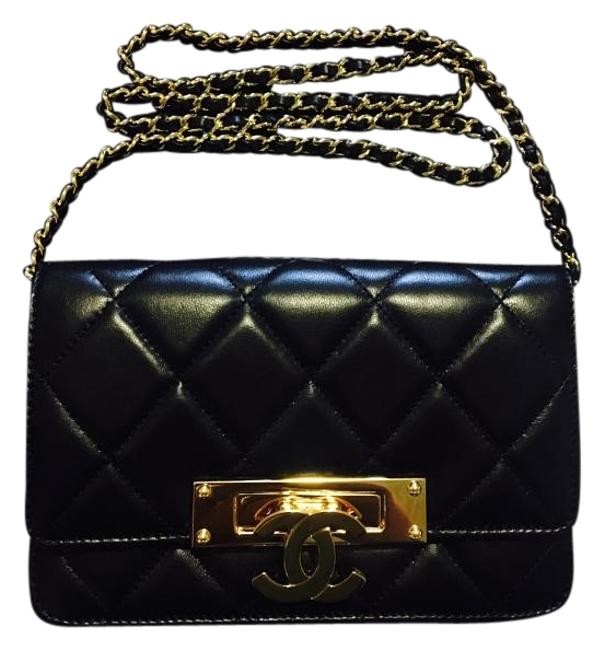 Chanel Fall 2016 Golden Class Double Cc Black Lambskin Cross Body Bag 