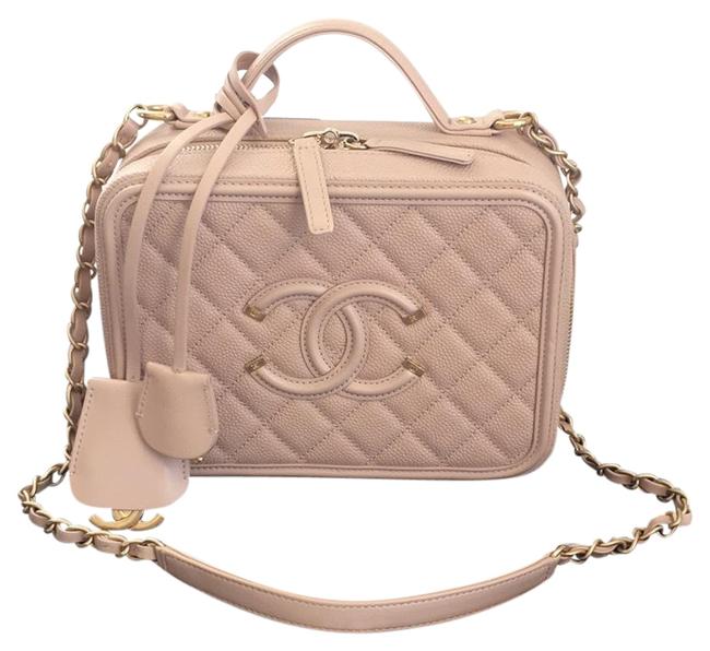 Chanel Filigree Beige Caviar Leather Cross Body Bag 