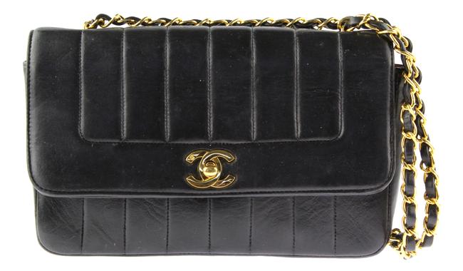 Chanel Flap Black Lambskin Leather Cross Body Bag 