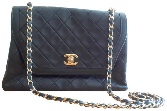 Chanel Flap Classic Black Lambskin Leather Cross Body Bag 