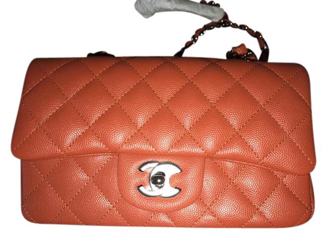 Chanel Flap Mini Classic Orange Leather Cross Body Bag 