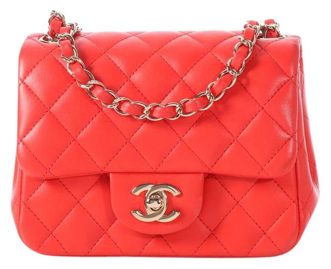 Chanel Flap Mini Poppy Square Classic Red Lambskin Leather Cross Body Bag 