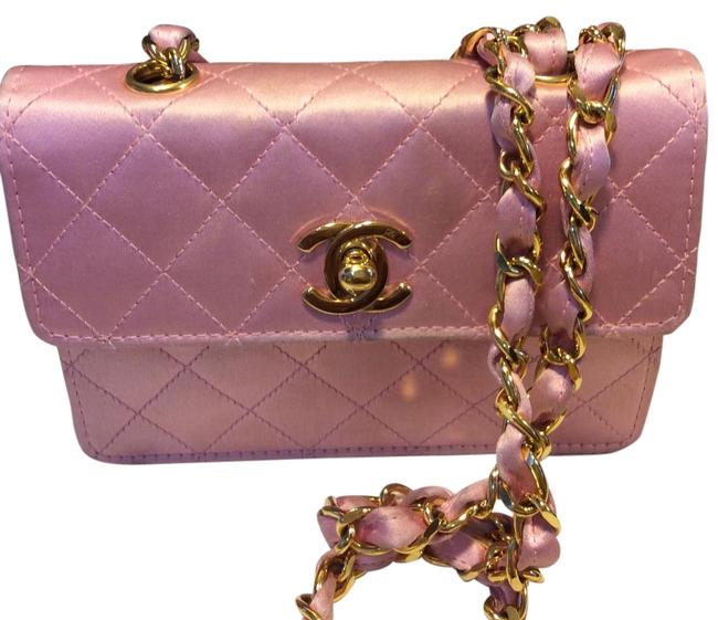 Chanel Flap Pink Satin Cross Body Bag 