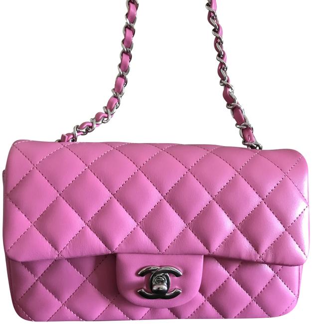 Chanel Flap Quilted Hot Pink Lambskin Leather Cross Body Bag 