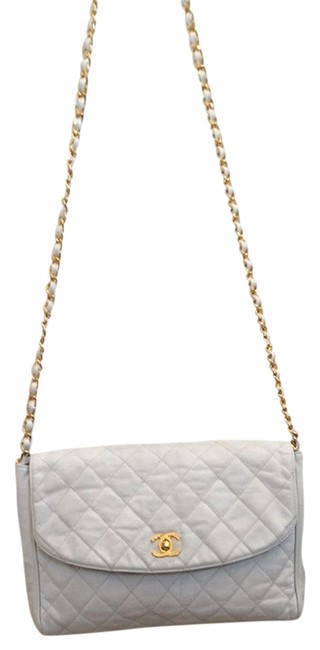 Chanel Flap White Leather Cross Body Bag 