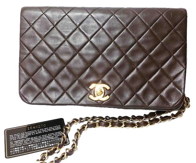 Chanel Full Flap Single Chain Handbag Chocolate Lambskin Cross Body Bag 