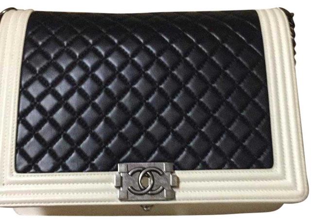 Chanel Gently Used Black &amp White Cross Body Bag 