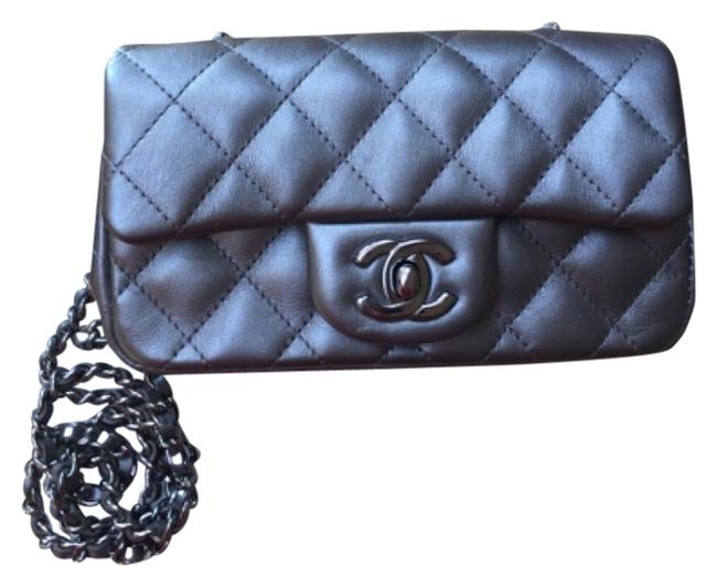 Chanel Grey Mini Flap Lambskin Leather Cross Body Bag 
