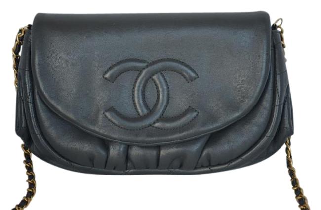 Chanel Half Moon Grey Lambskin Cross Body Bag 
