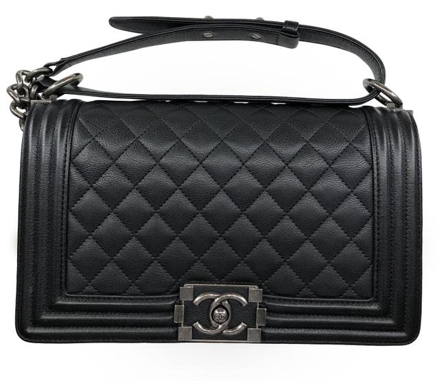 Chanel Handbag Boy Old Medium Black Calfskin Leather Cross Body Bag 