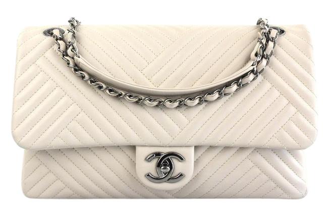 Chanel Hatch Matelasse Single Flap Nude Lambskin Leather Cross Body Bag 