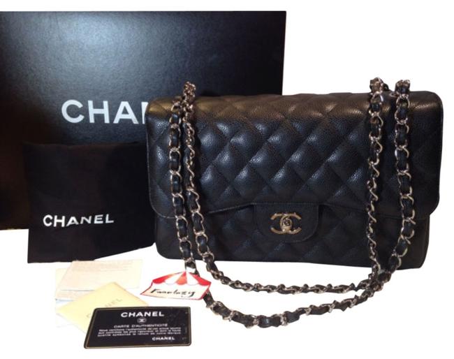 Chanel Jumbo Black Caviar Cross Body Bag 