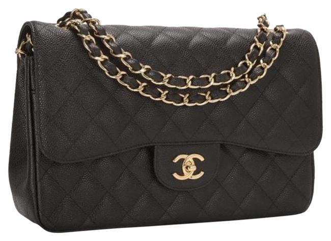Chanel Jumbo Classic Black Caviar Cross Body Bag 