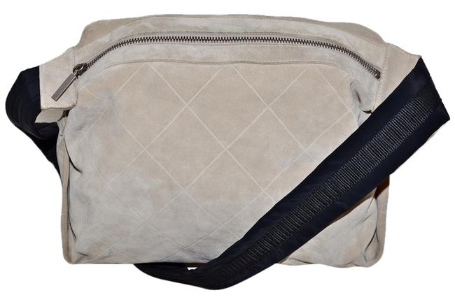 Chanel Jumbo Large 3 Inch Beige Suede Leather Cross Body Bag 