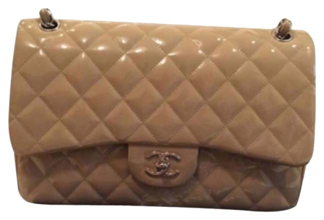 Chanel Jumbo Leather Beige Patent Cross Body Bag 