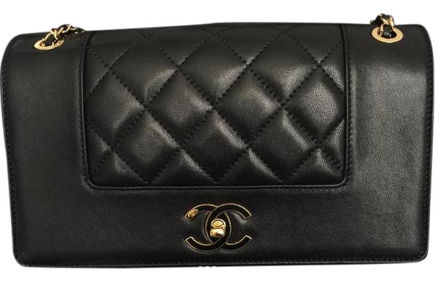 Chanel Mademoiselle Vintage Flap Black Ghw Sheepskin Leather Cross Body Bag 