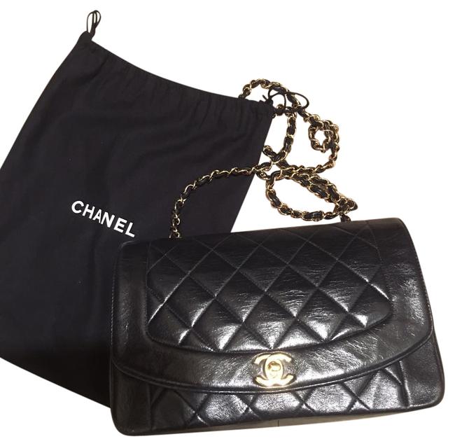 Chanel Diana Medium Princess Black Lambskin Leather Cross Body Bag 
