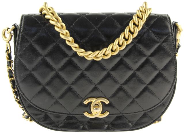 Chanel Messenger Autumn Winter Act Ii Black Leather Cross Body Bag 