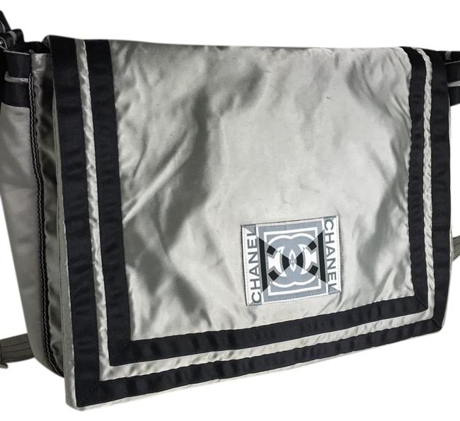 Chanel Messenger Cc Logo Sport Grey Satin Cross Body Bag 
