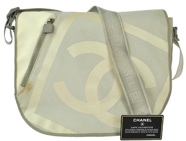 Chanel Messenger Light Gray Shoulder Cc M05271 Whites Nylon Cross Body Bag 