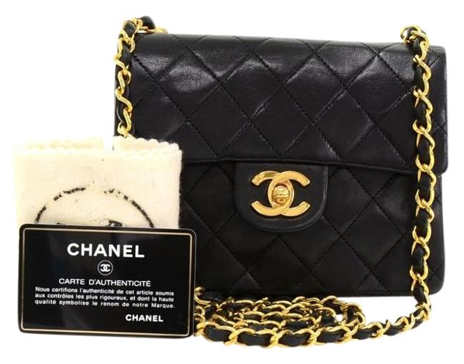 Chanel Messenger Vintage Mini Black Lambskin Leather Cross Body Bag 