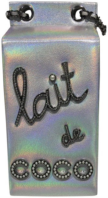 Chanel Milk Carton Silver Leather Cross Body Bag 