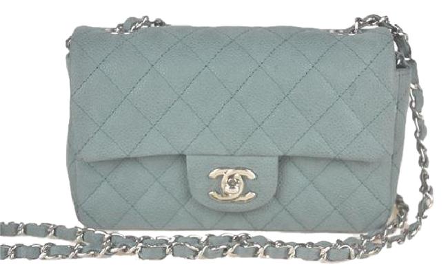Chanel Mini Caviar Classic Blue Leather Cross Body Bag 