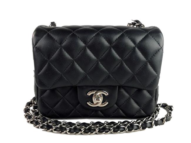 Chanel Mini Classic Black Leather Cross Body Bag 
