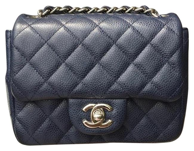 Chanel Mini Classic Navy Caviar Cross Body Bag 