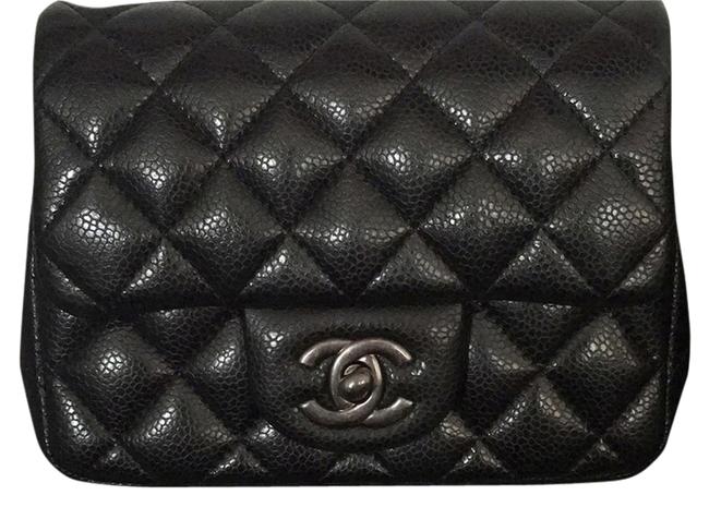 Chanel Mini Classic Square Flap A35200 Black Caviar Cross Body Bag 