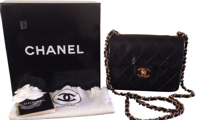 Chanel Mini Flap Black Lambskin Cross Body Bag 