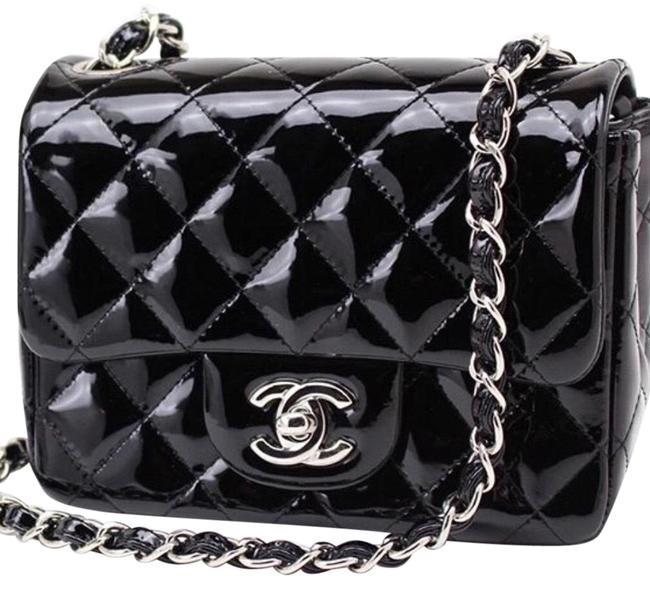 Chanel Mini Flap Black Patent Leather Cross Body Bag 