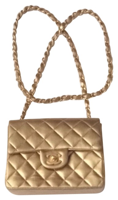 Chanel Mini Flap Gold Cross Body Bag 