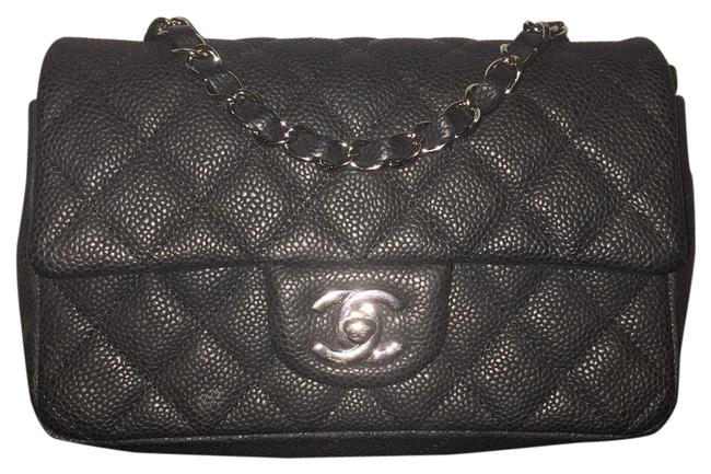 Chanel Mini Flap Rectangular Quilted Caviar Shw Black Leather Cross Body Bag 
