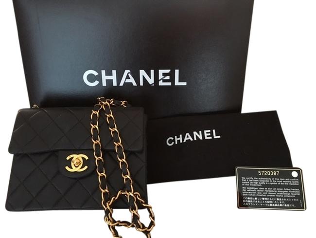 Chanel Mini Handbag Black Leather Cross Body Bag 