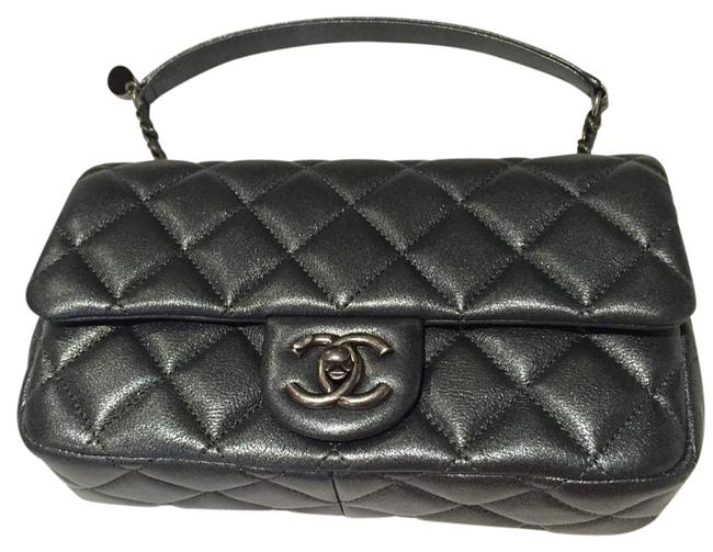 Chanel Mini Metallic Silver Calfskin Leather Cross Body Bag 